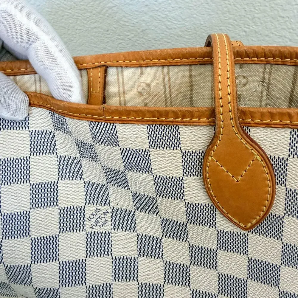 Authentic Louis Vuitton Neverfull MM Damier Azur Tote Shoulder Bag - Picture 7 of 14